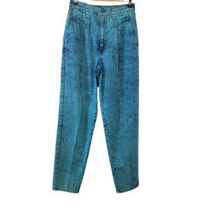 Vintage Teal Sundance 80's Acid Wash Denim Mom High Rise Pants Jeans Women's M